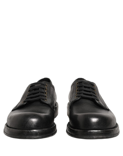 Dolce & Gabbana Black Leather Lace Up Derby Dress Men Shoes