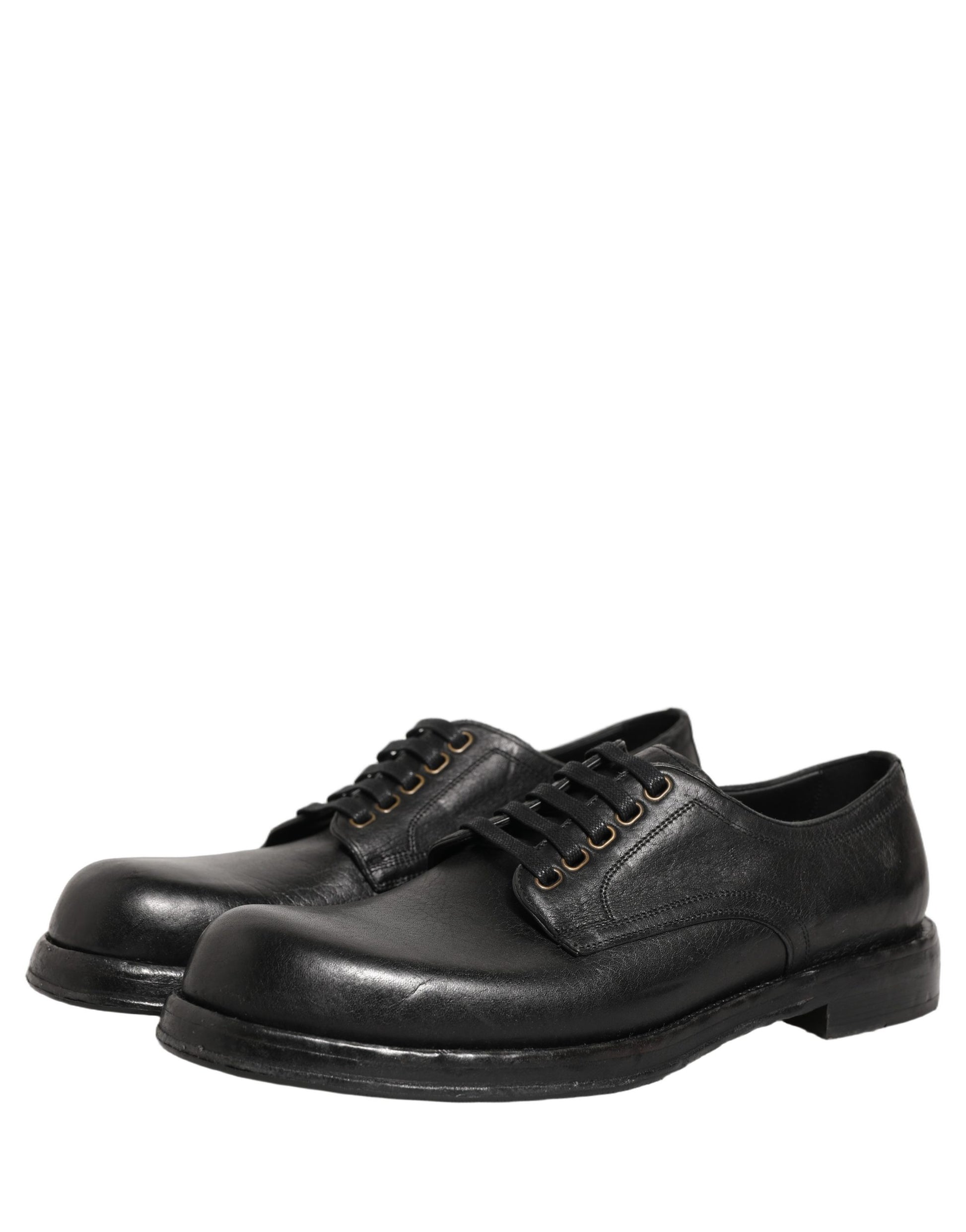 Dolce & Gabbana Black Leather Lace Up Derby Dress Men Shoes