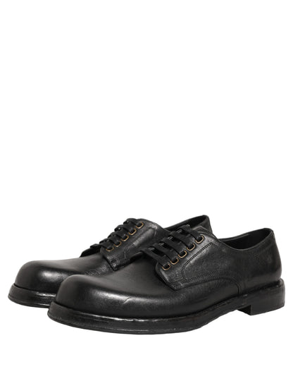 Dolce & Gabbana Black Leather Lace Up Derby Dress Men Shoes