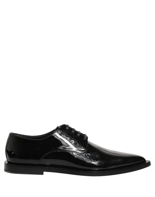 Dolce & Gabbana Black Leather Men Derby Dress Formal Shoes