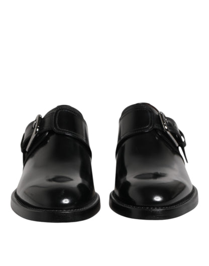 Dolce & Gabbana Black Leather Monk Strap Derby Formal Shoes
