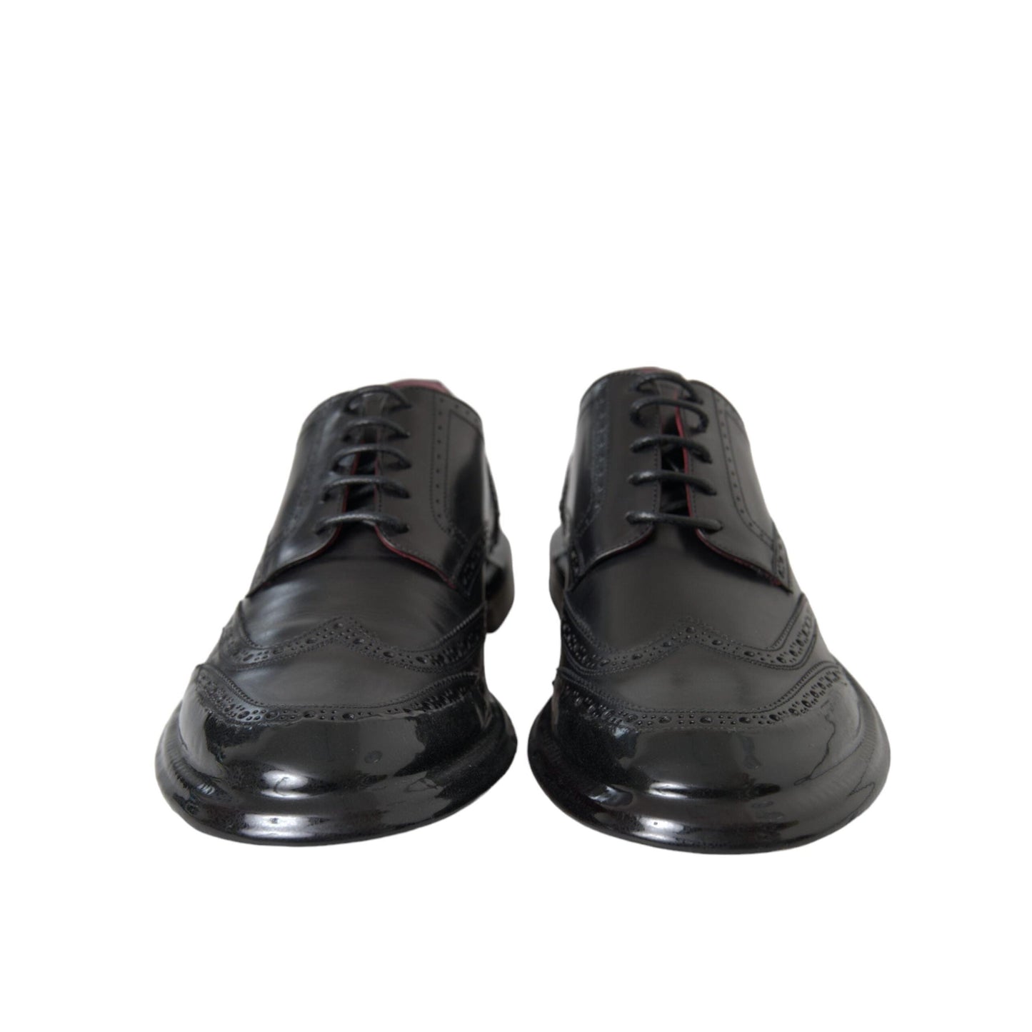Dolce & Gabbana Black Leather Oxford Wingtip Formal Men Shoes