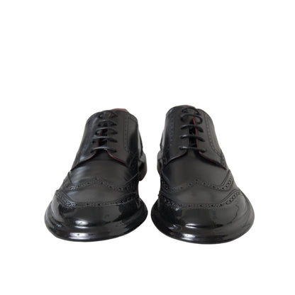 Dolce & Gabbana Black Leather Oxford Wingtip Formal Men Shoes