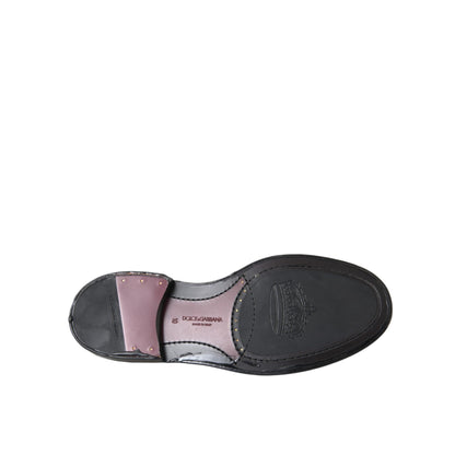 Dolce & Gabbana Black Leather Oxford Wingtip Formal Men Shoes