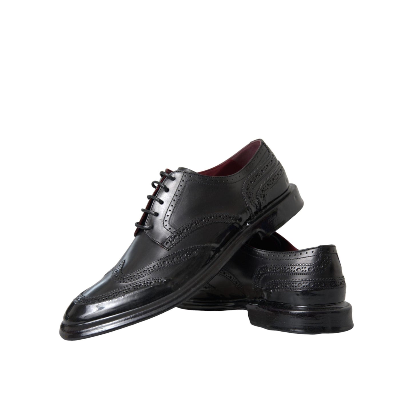 Dolce & Gabbana Black Leather Oxford Wingtip Formal Men Shoes