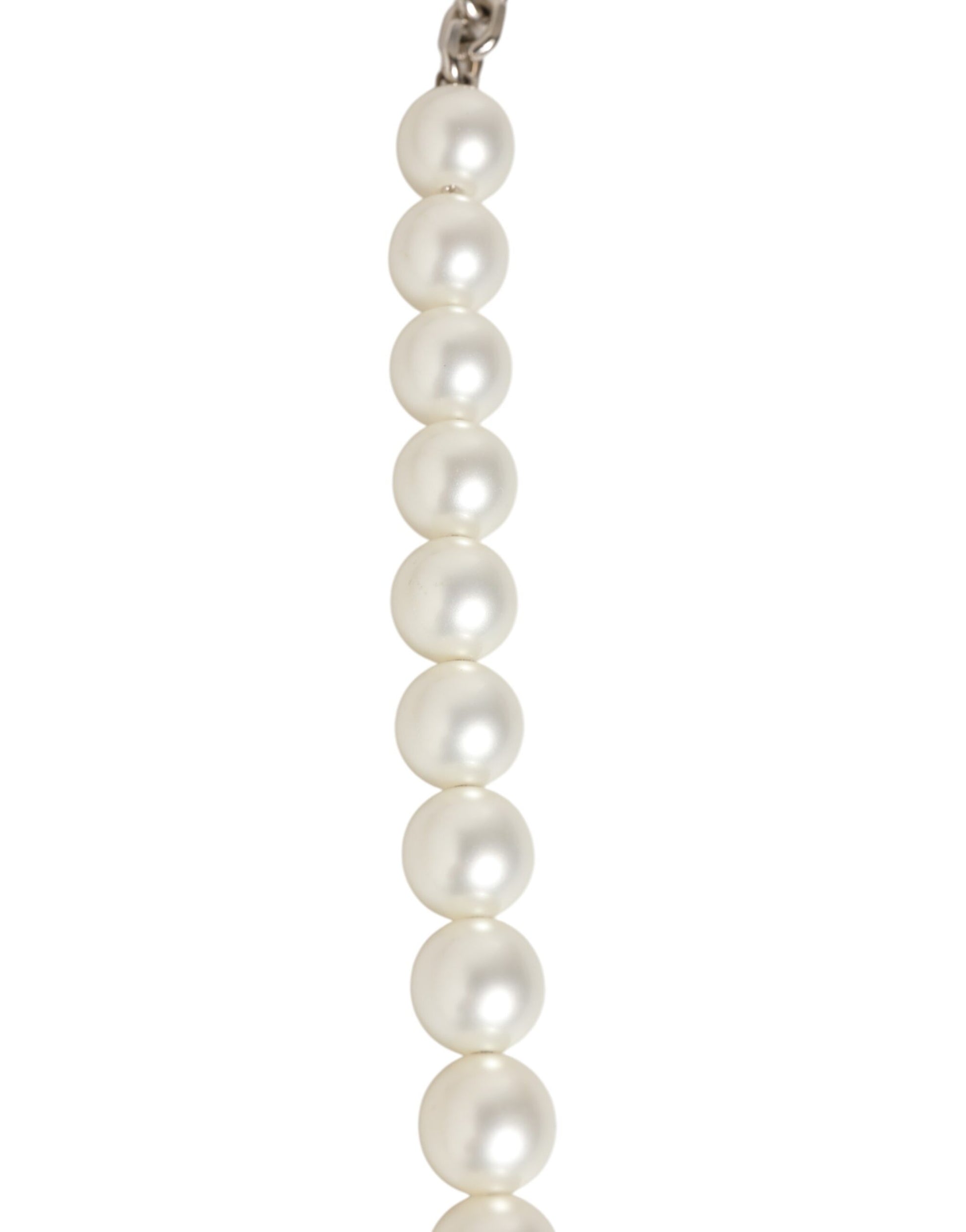Dolce & Gabbana Black Leather Pearl Chain Bag Accessory Shoulder Strap
