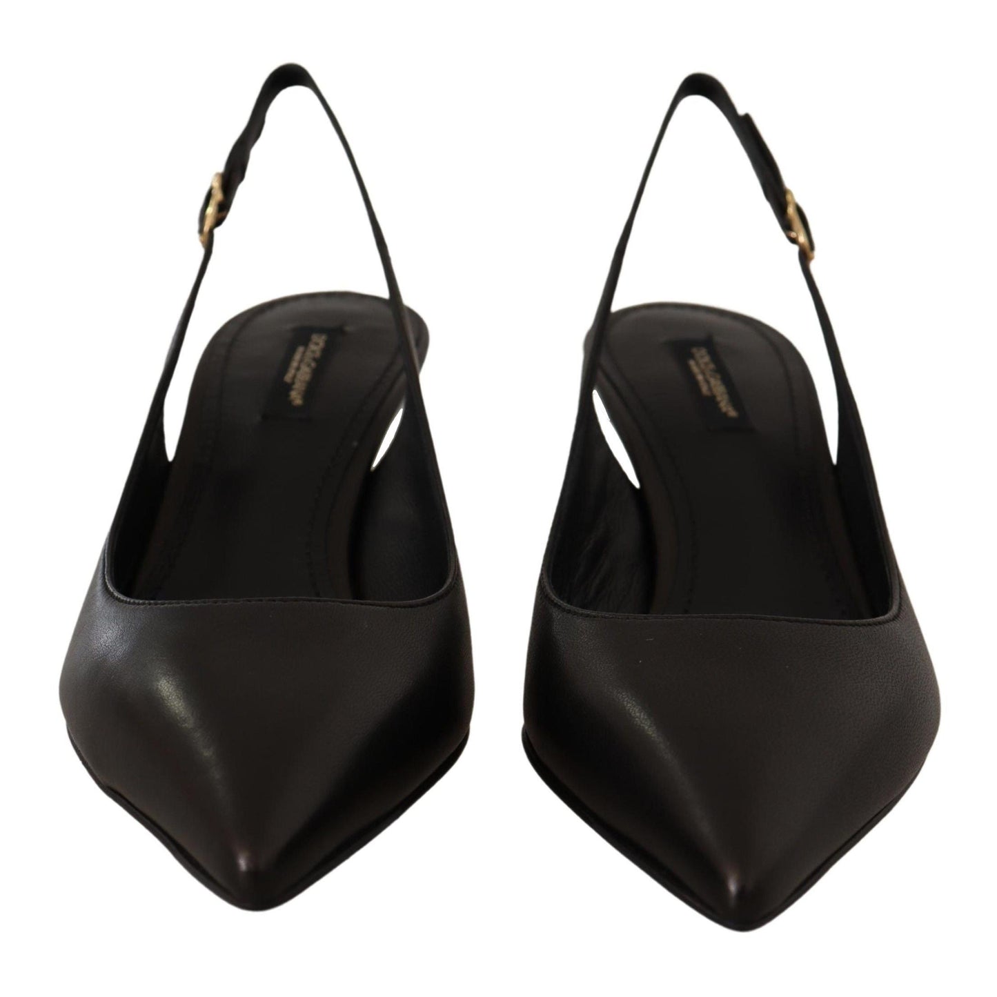 Dolce & Gabbana Black Leather Slingbacks Heels Pumps Shoes