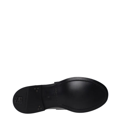 Dolce & Gabbana Black Leather Slip-On Loafers