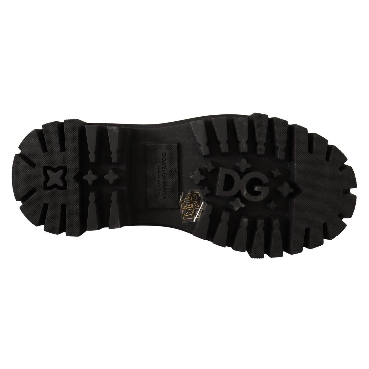 Dolce & Gabbana Black Leather Studded Combat Boots