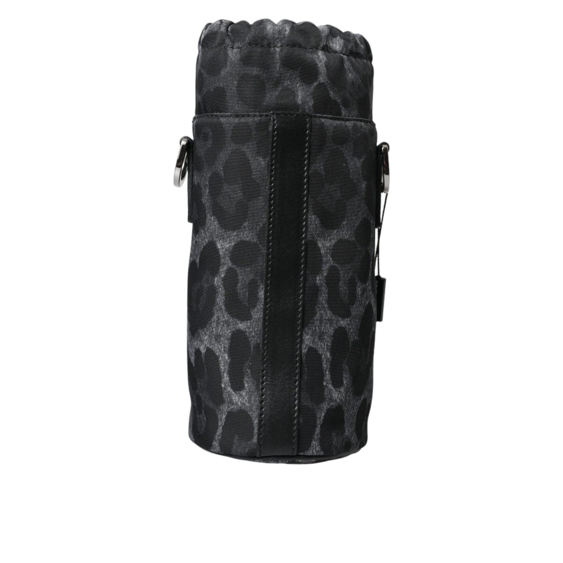 Dolce & Gabbana Black Leopard Round Slim Tote Bottle Cage Bag