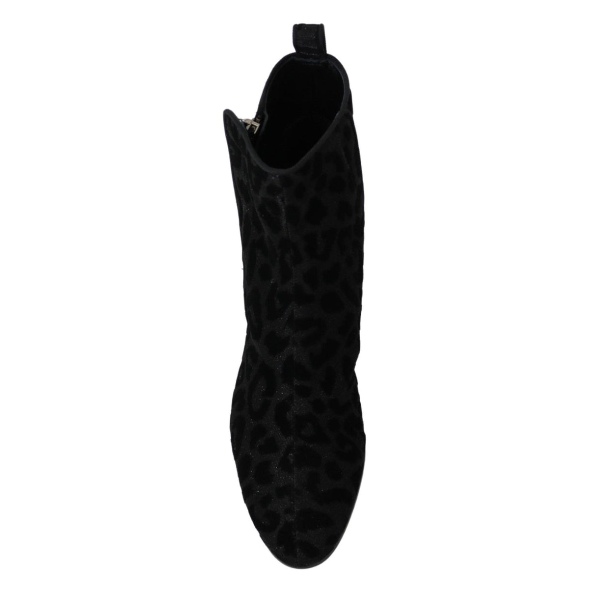 Dolce & Gabbana Black Leopard Short Boots Zipper Shoes