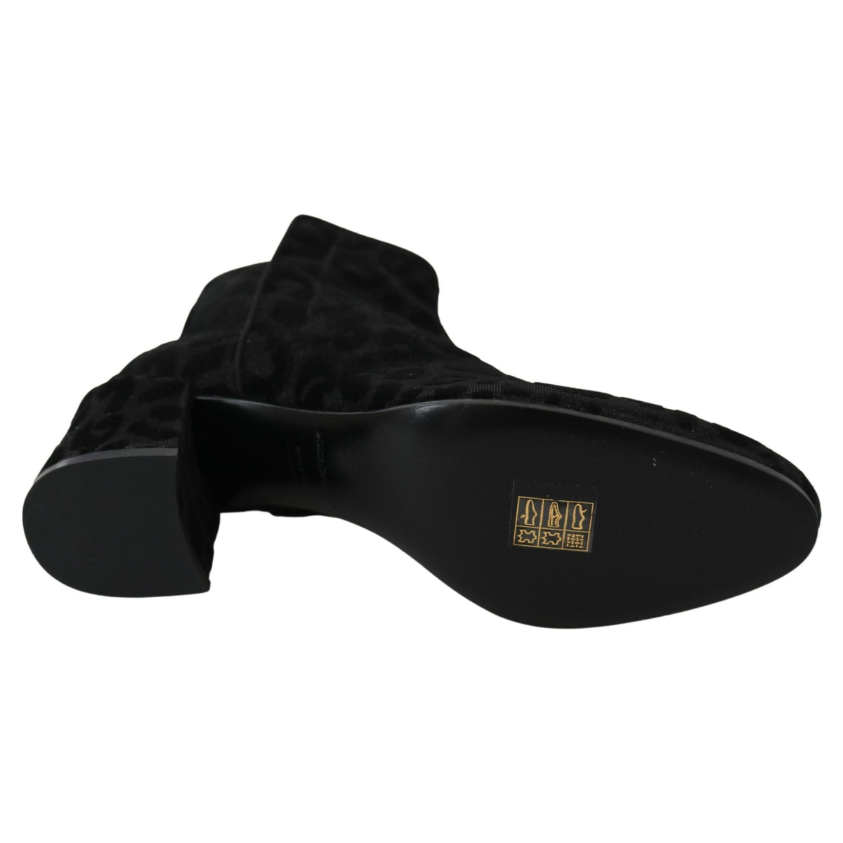 Dolce & Gabbana Black Leopard Short Boots Zipper Shoes