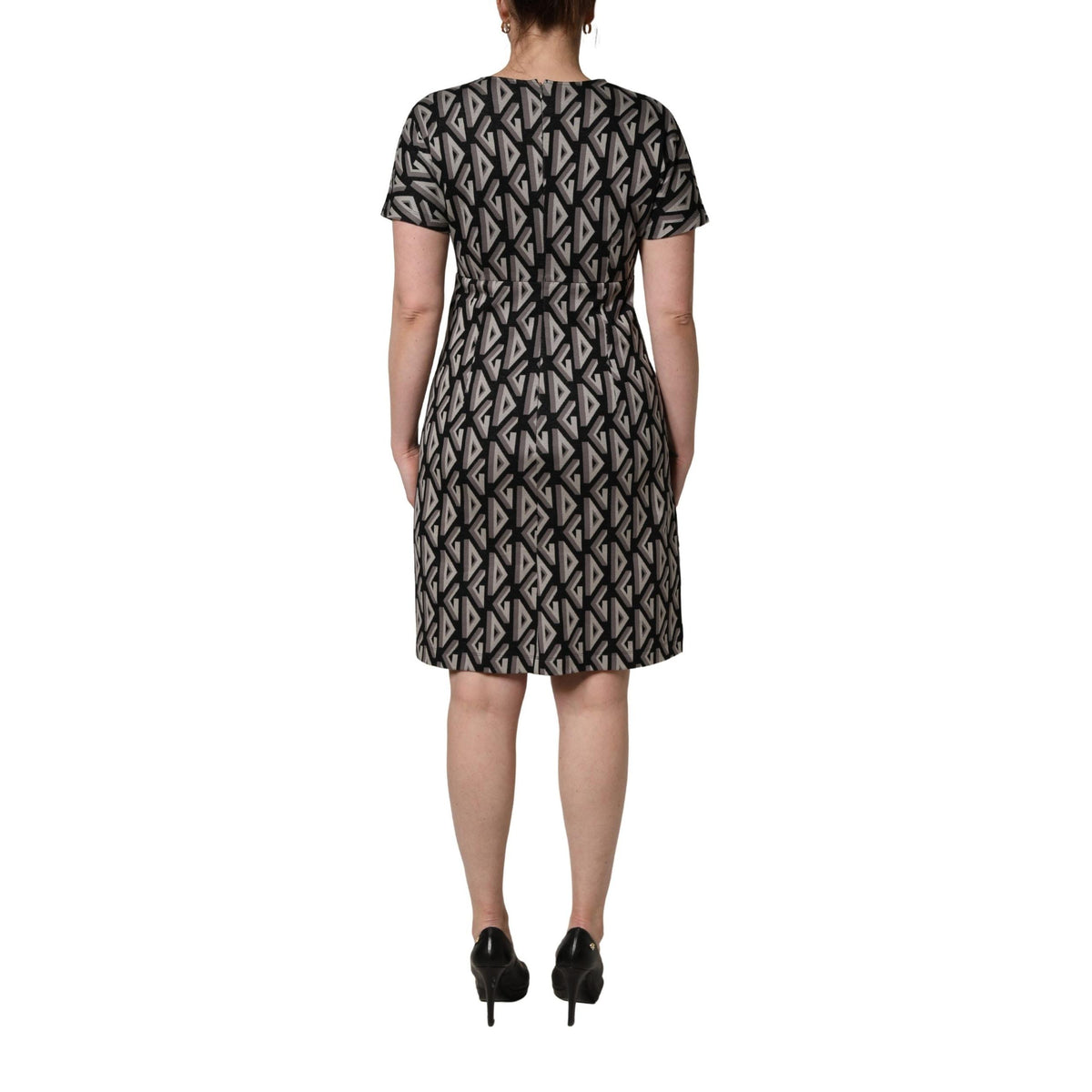 Dolce & Gabbana Black Logo Print Cotton Knee Length Dress