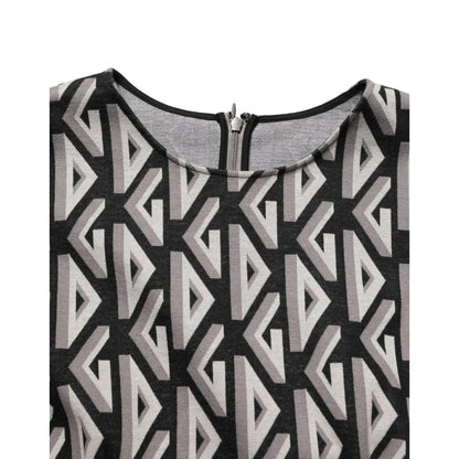 Dolce & Gabbana Black Logo Print Cotton Knee Length Dress
