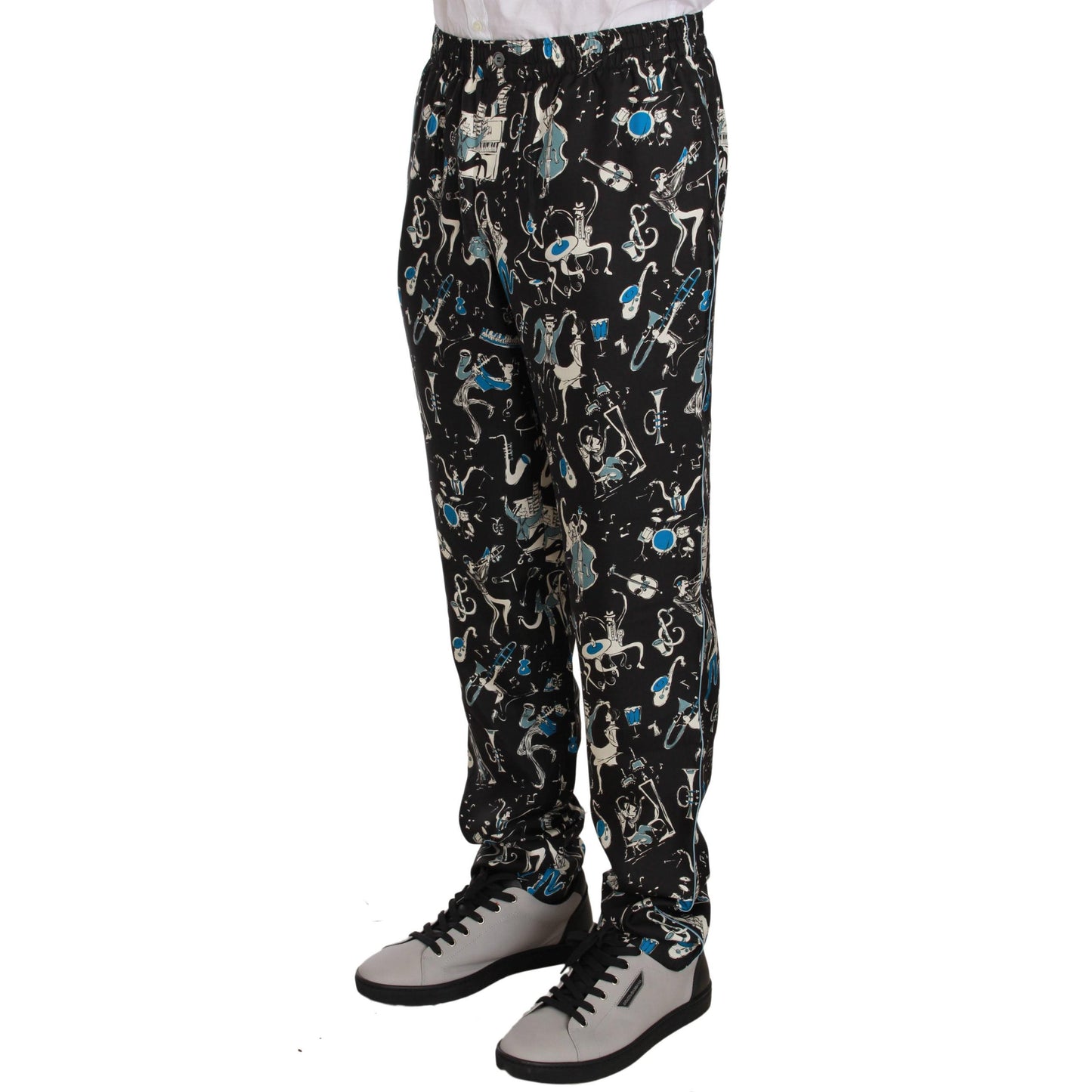 Dolce & Gabbana Black Musical Instrument Sleepwear Pants