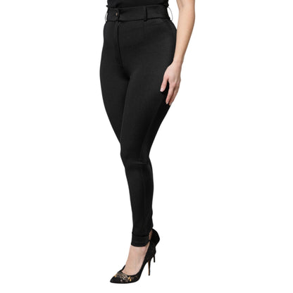 Dolce & Gabbana Black Nylon High Waist Slim Fit Pants