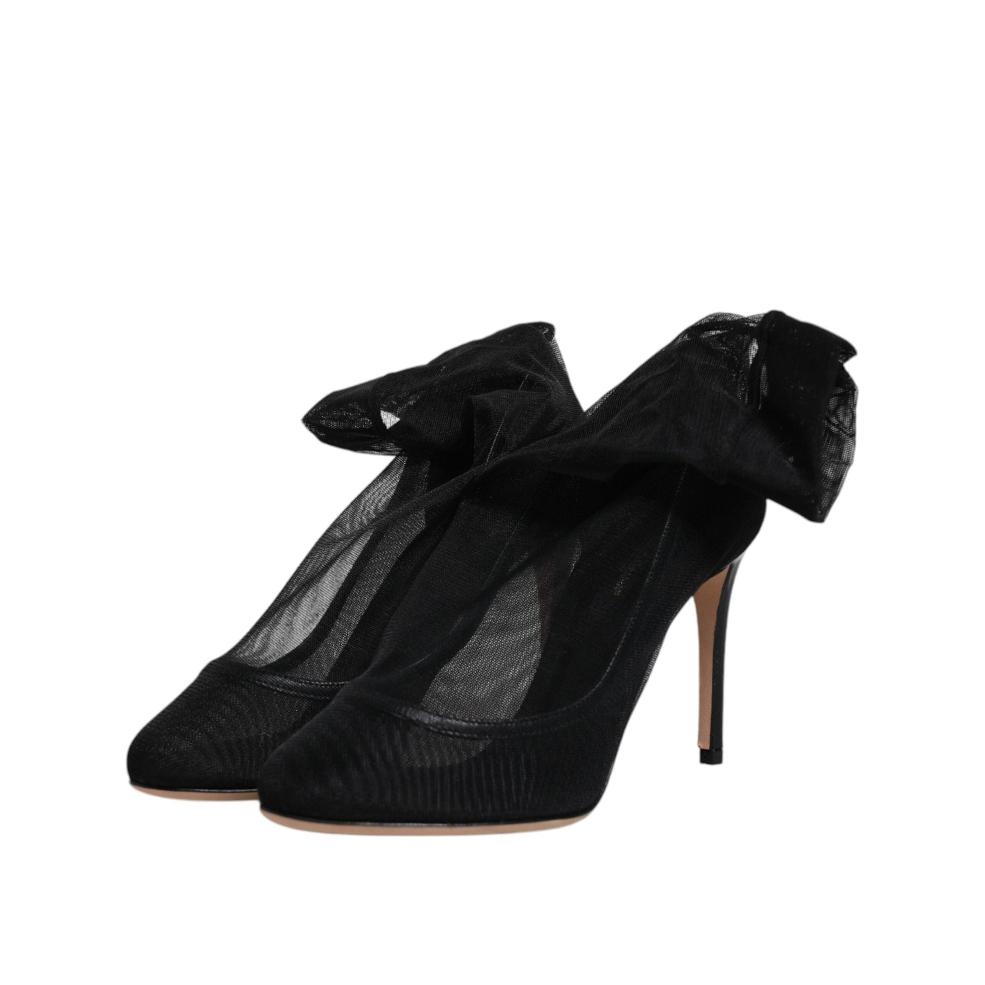 Dolce & Gabbana Black Nylon Mesh Sock Style Boots Shoes