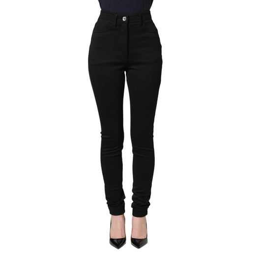 Dolce & Gabbana Black Nylon Stretch Skinny High Waist Pants