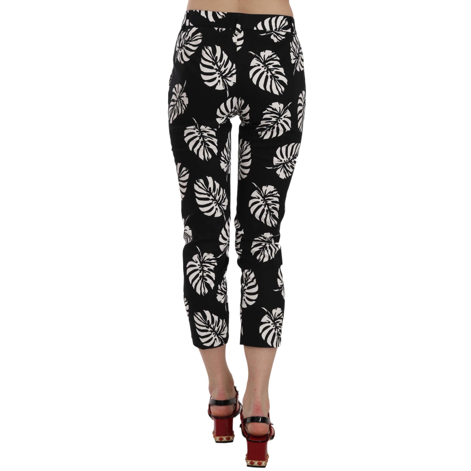 Dolce & Gabbana Black Palm Leaf Print Skinny Pants