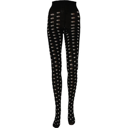 Dolce & Gabbana Black Polka Dot Fishnet Pantyhose Stockings Socks