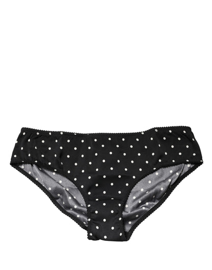 Dolce & Gabbana Black Polka Dots Mid Waist Brief Panty Underwear