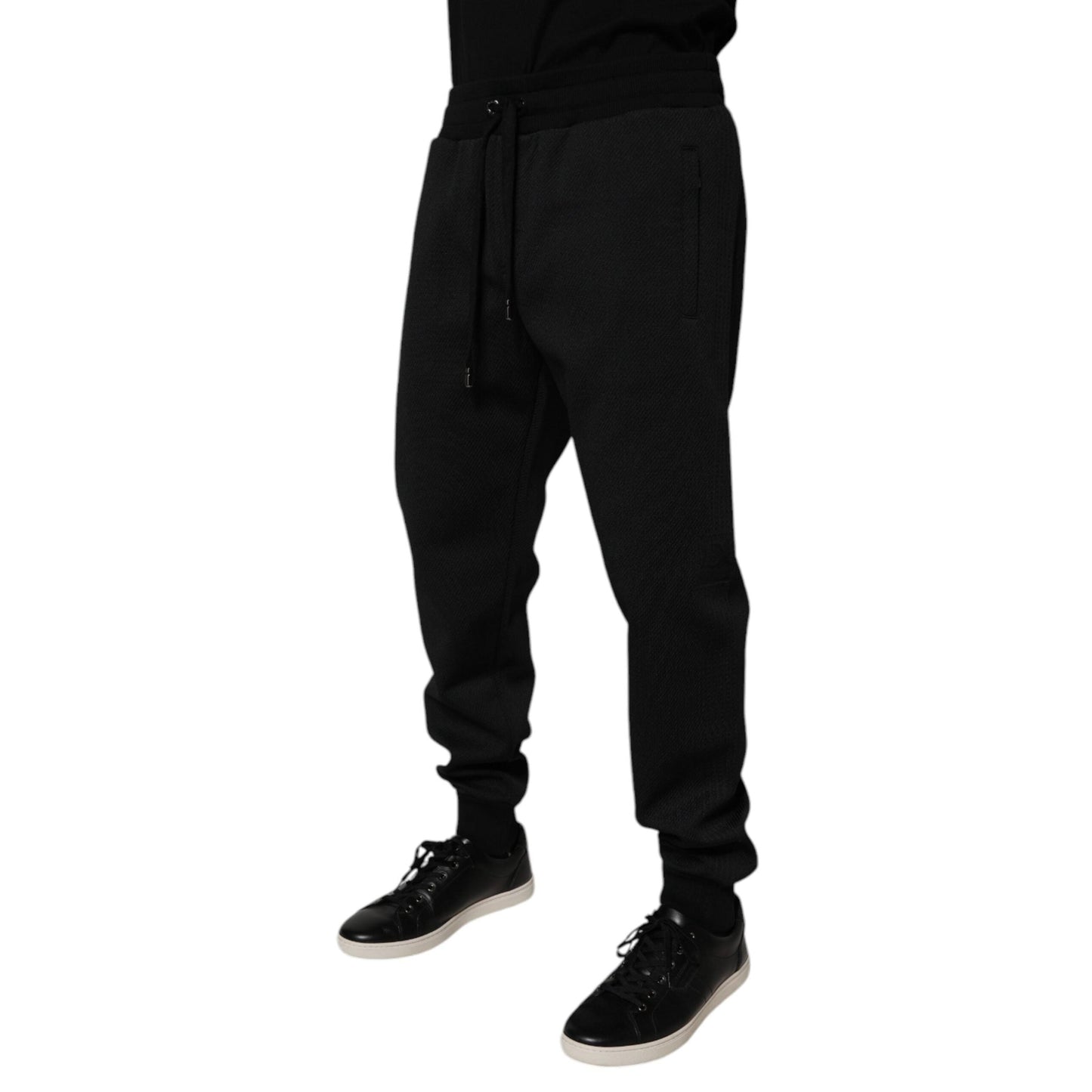 Dolce & Gabbana Black Polyester Men Jogger Sweatpants Pants