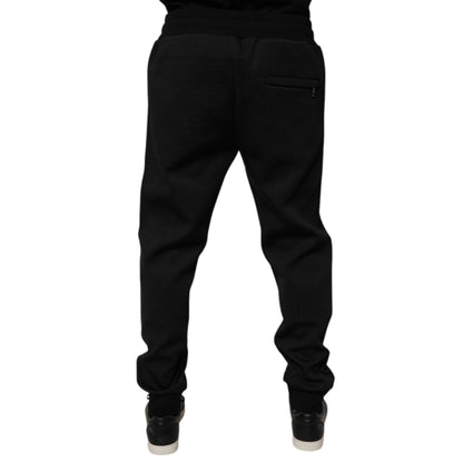 Dolce & Gabbana Black Polyester Men Jogger Sweatpants Pants