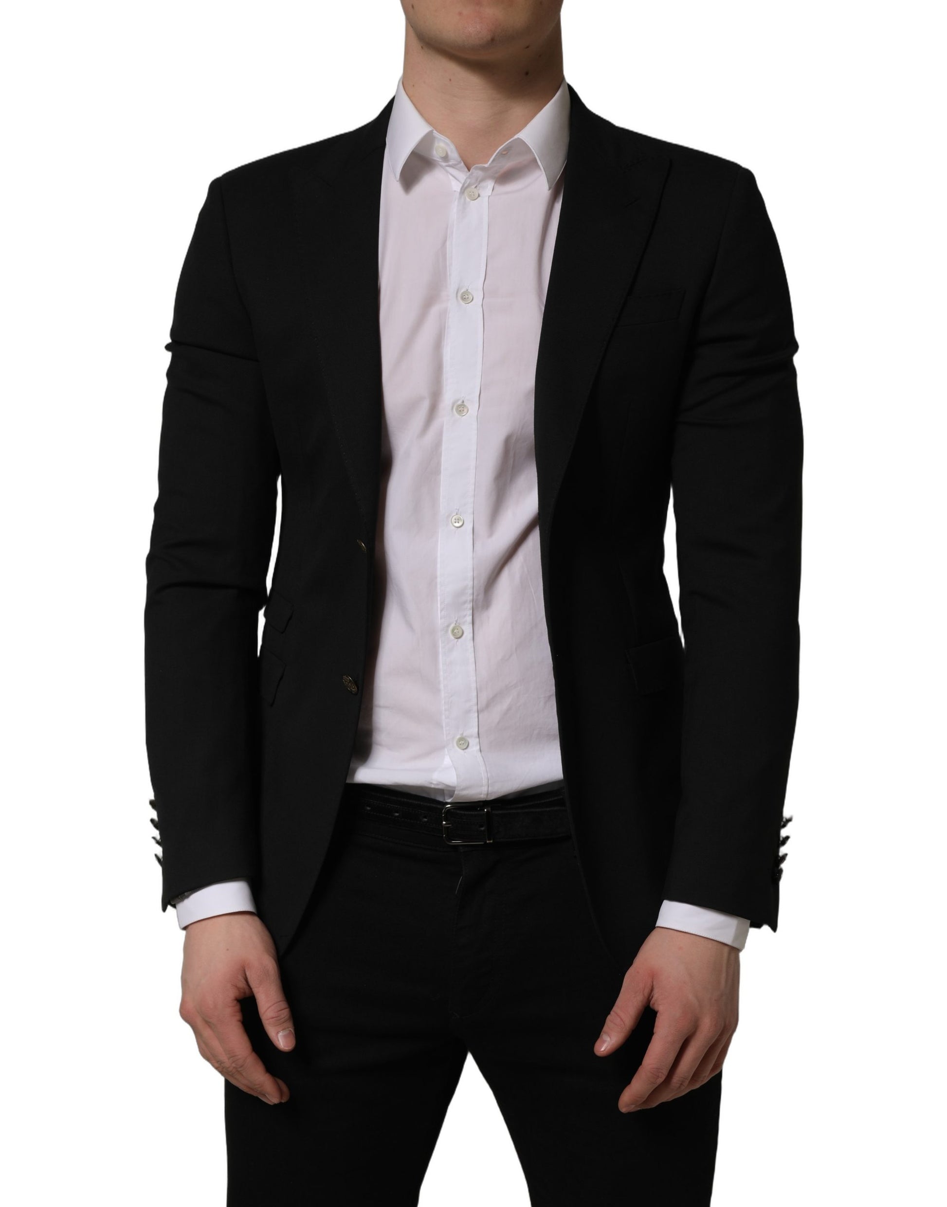 Dolce & Gabbana Black Polyester Single Breasted Blazer Jacket