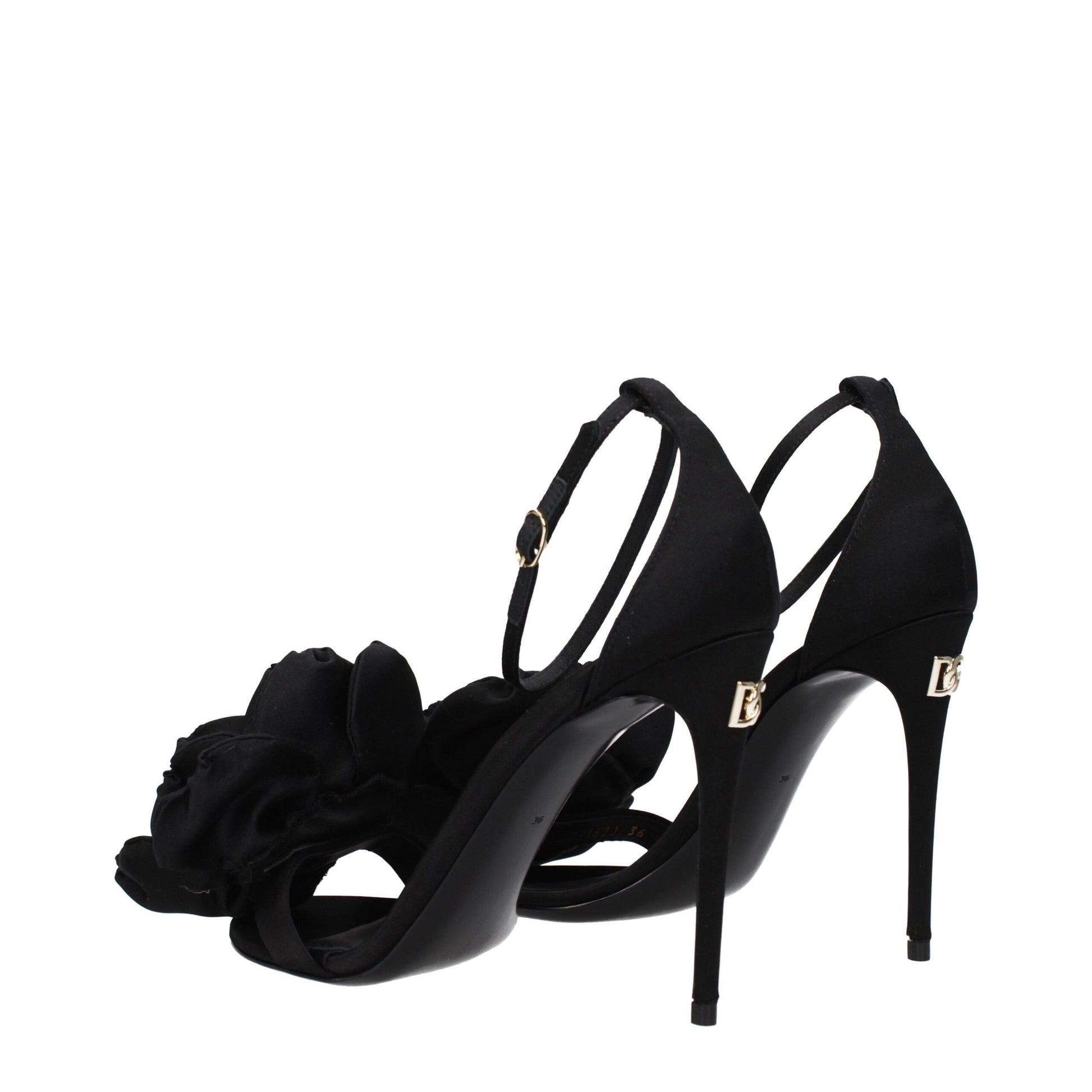 Dolce & Gabbana Black Satin Stiletto Heel Sandals