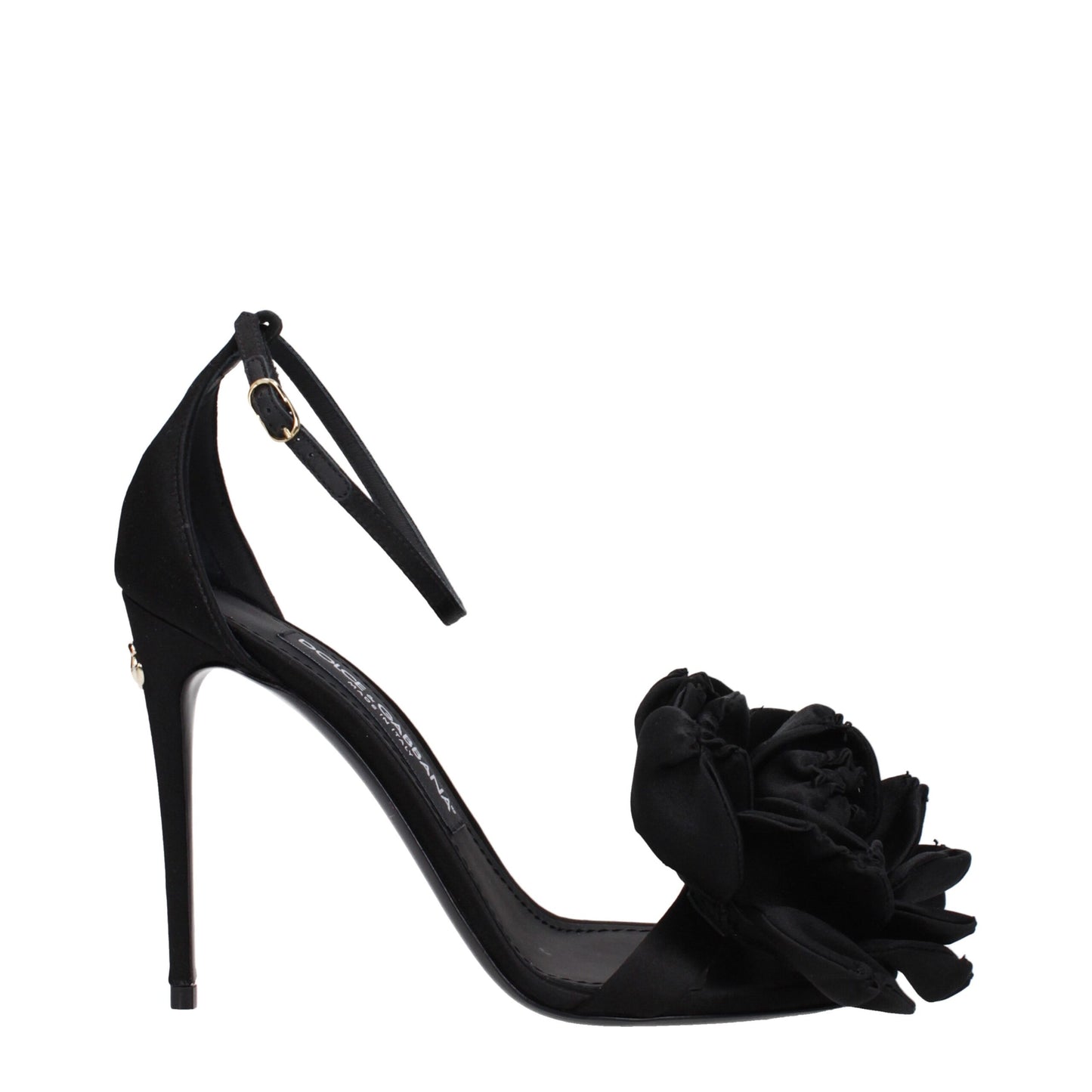 Dolce & Gabbana Black Satin Stiletto Heel Sandals