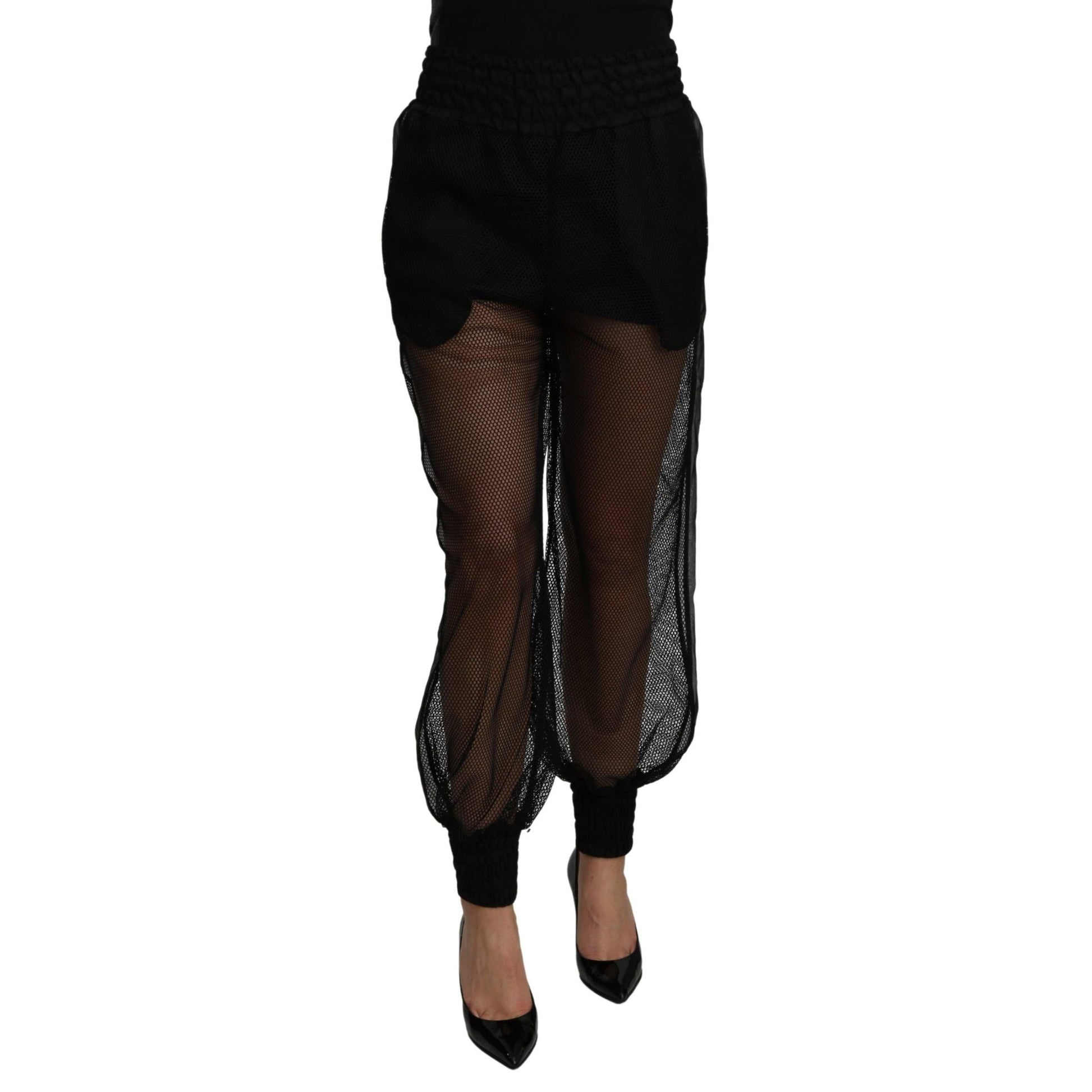 Dolce & Gabbana Black See Through Jogger Polyester Pants