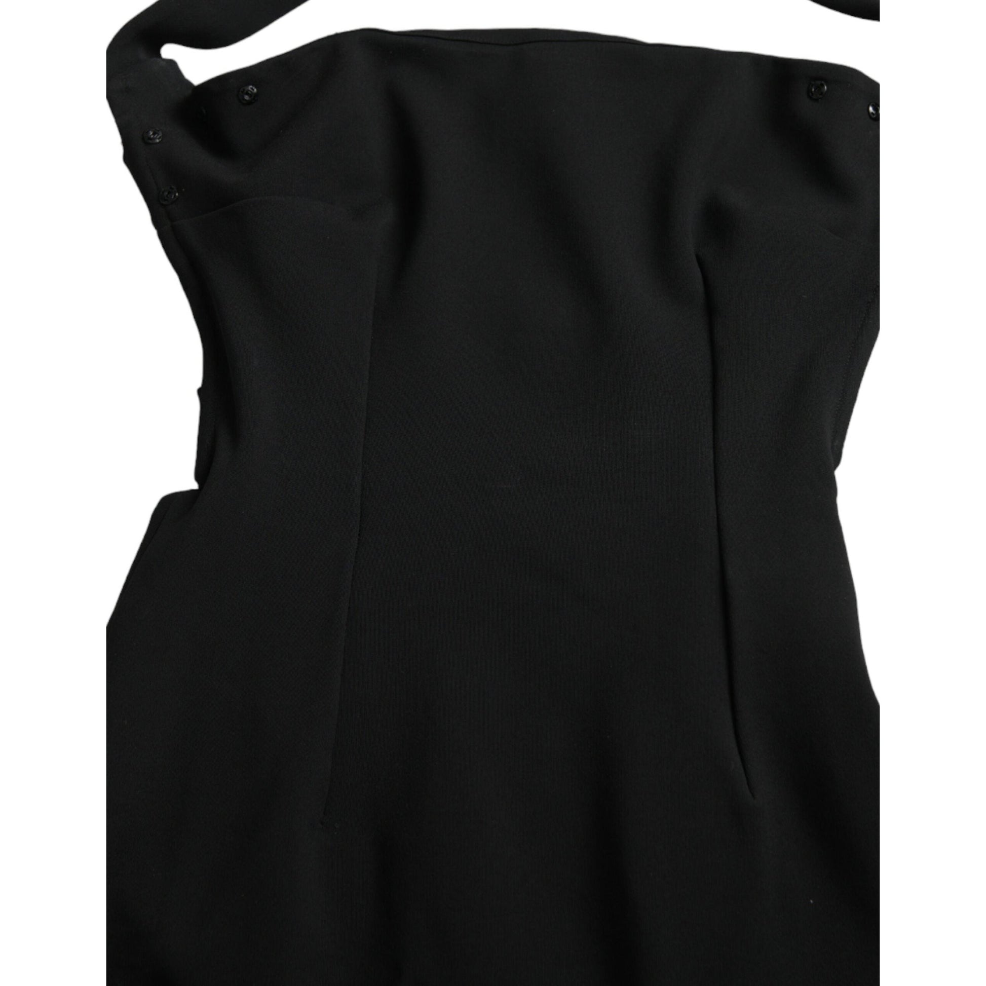 Dolce & Gabbana Black Sheath Halter Sleeveless Midi Dress