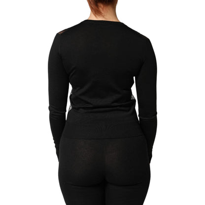 Dolce & Gabbana Black Sheer Button Down Cardigan Sweater