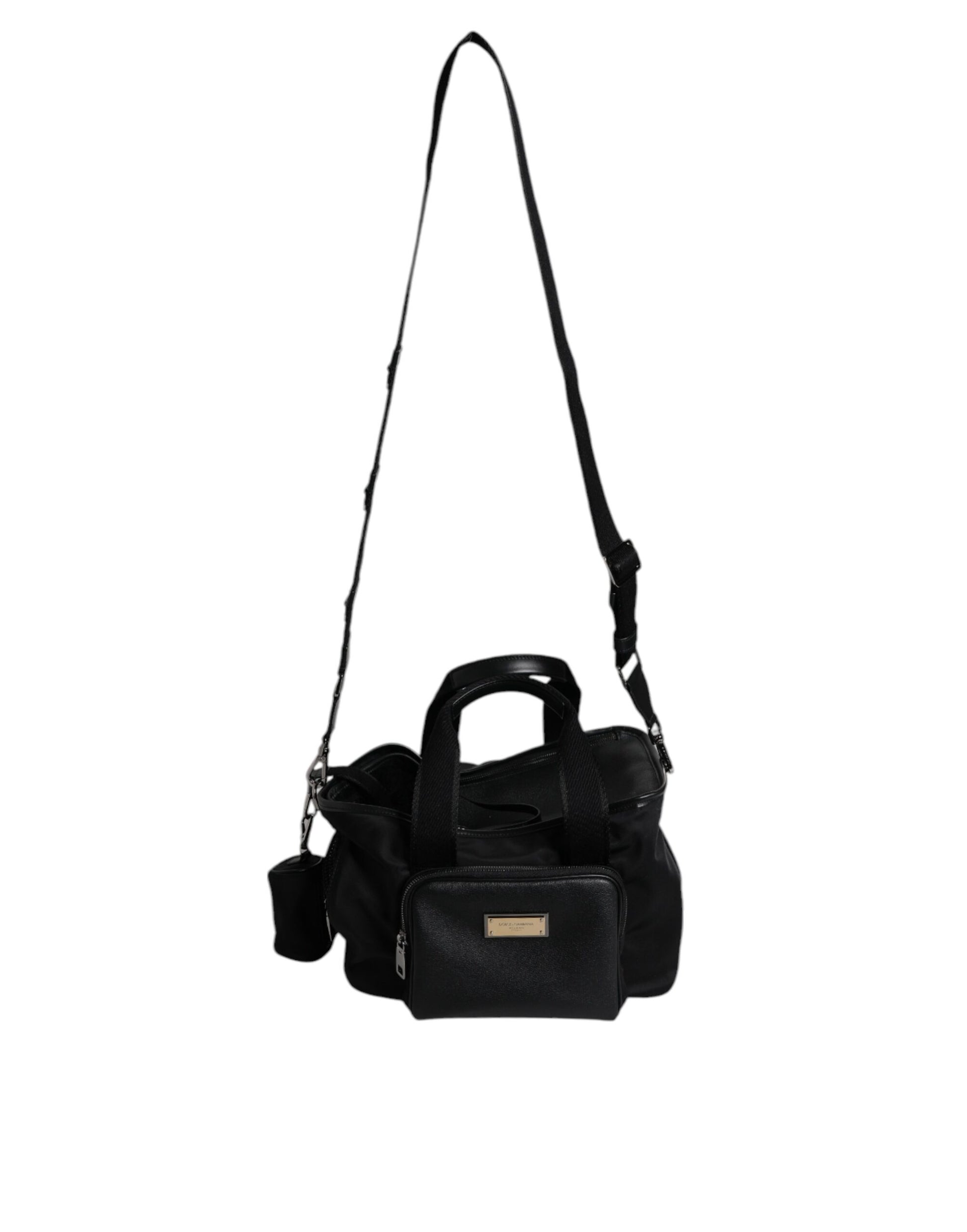 Dolce & Gabbana Black Shoulder Strap Pet Carry Logo Plaque Bag