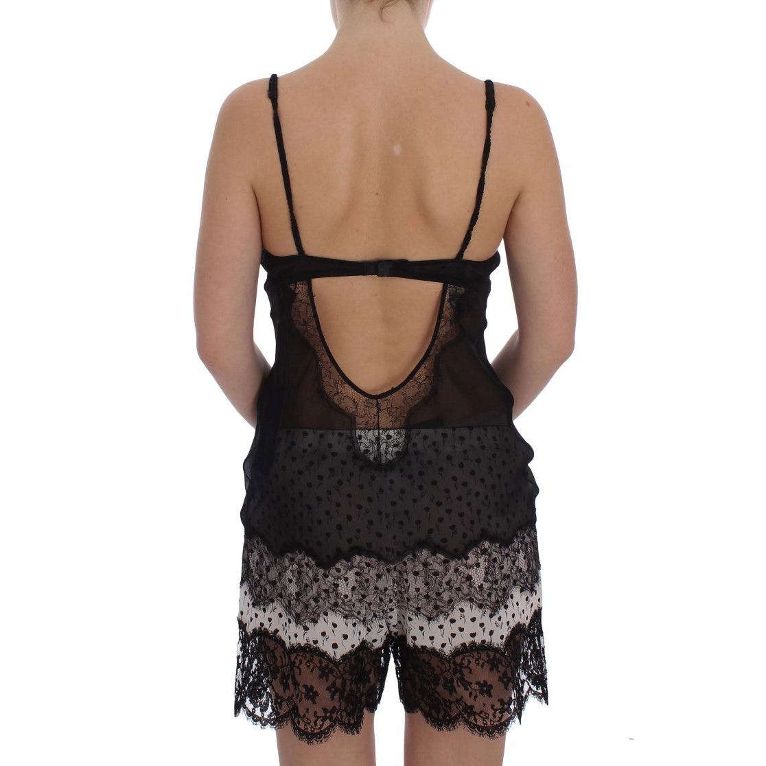 Dolce & Gabbana Black Silk Lace Babydoll Lingerie Top