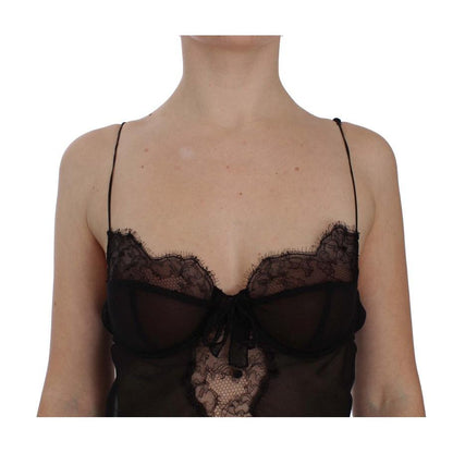 Dolce & Gabbana Black Silk Lace Babydoll Lingerie Top