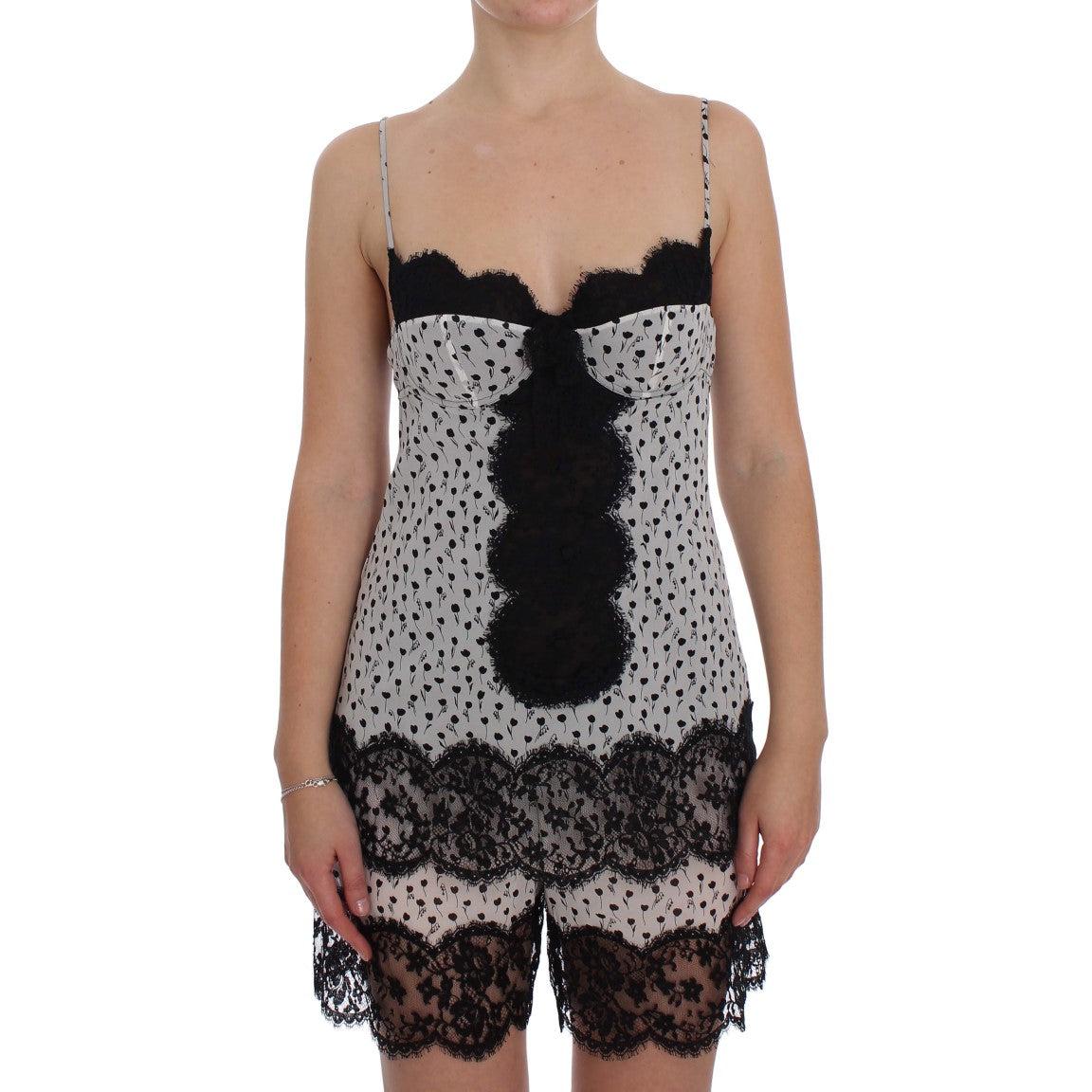 Dolce & Gabbana Black Silk Lace Babydoll Lingerie Top