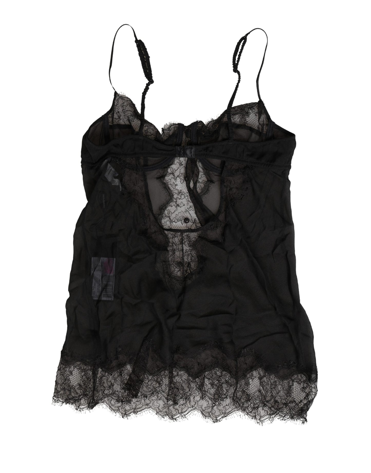 Dolce & Gabbana Black Silk Lace Lingerie Chemise Top Underwear