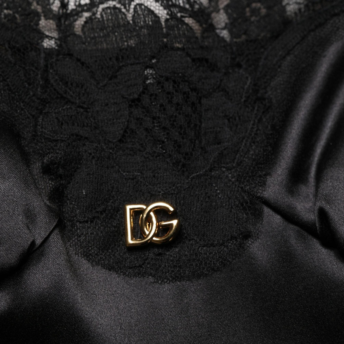 Dolce & Gabbana Black Silk Satin Lace Sleeveless Mini Dress
