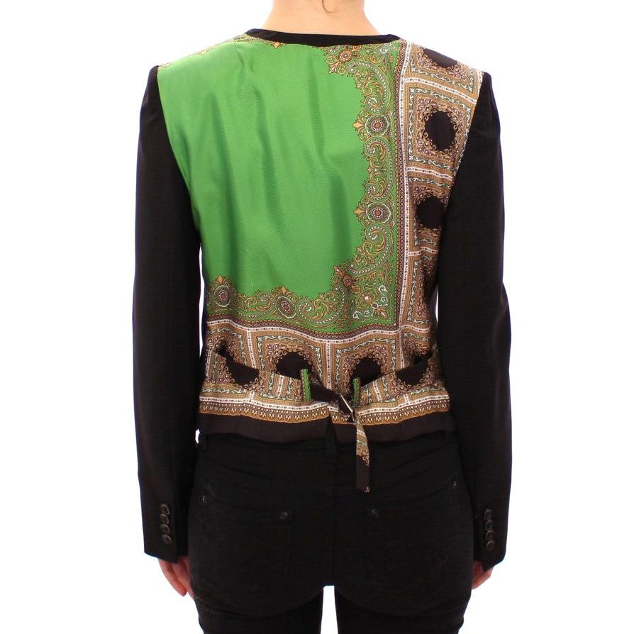Dolce & Gabbana Black Silk Scarf Back Blazer Jacket