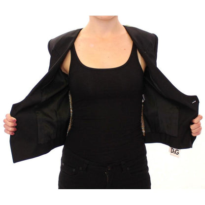 Dolce & Gabbana Black Silk Scarf Back Blazer Jacket