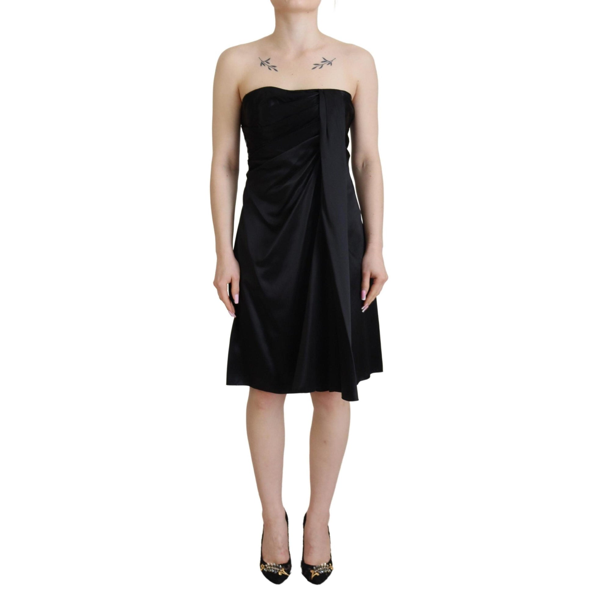 Dolce & Gabbana Black Silk Shift Short Mini Party Dress
