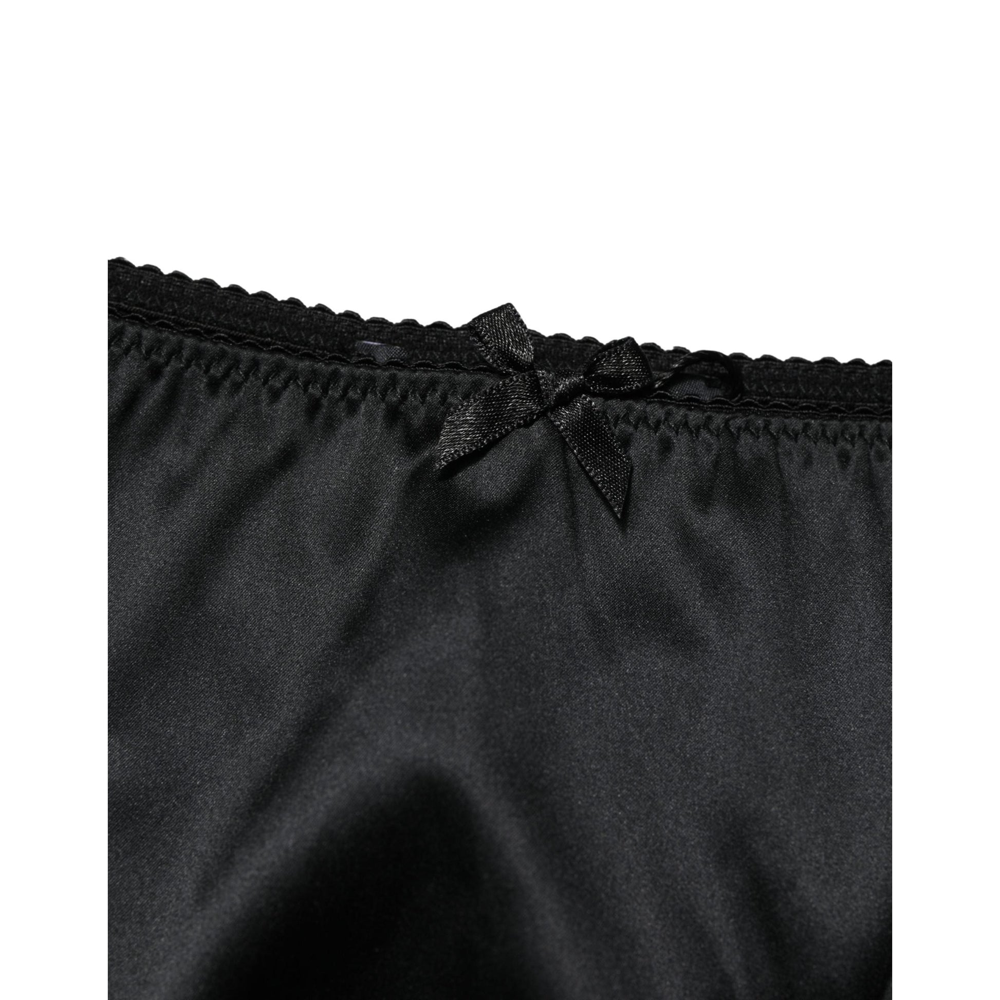 Dolce & Gabbana Black Silk Stretch Mid Waist Brief Panty Underwear