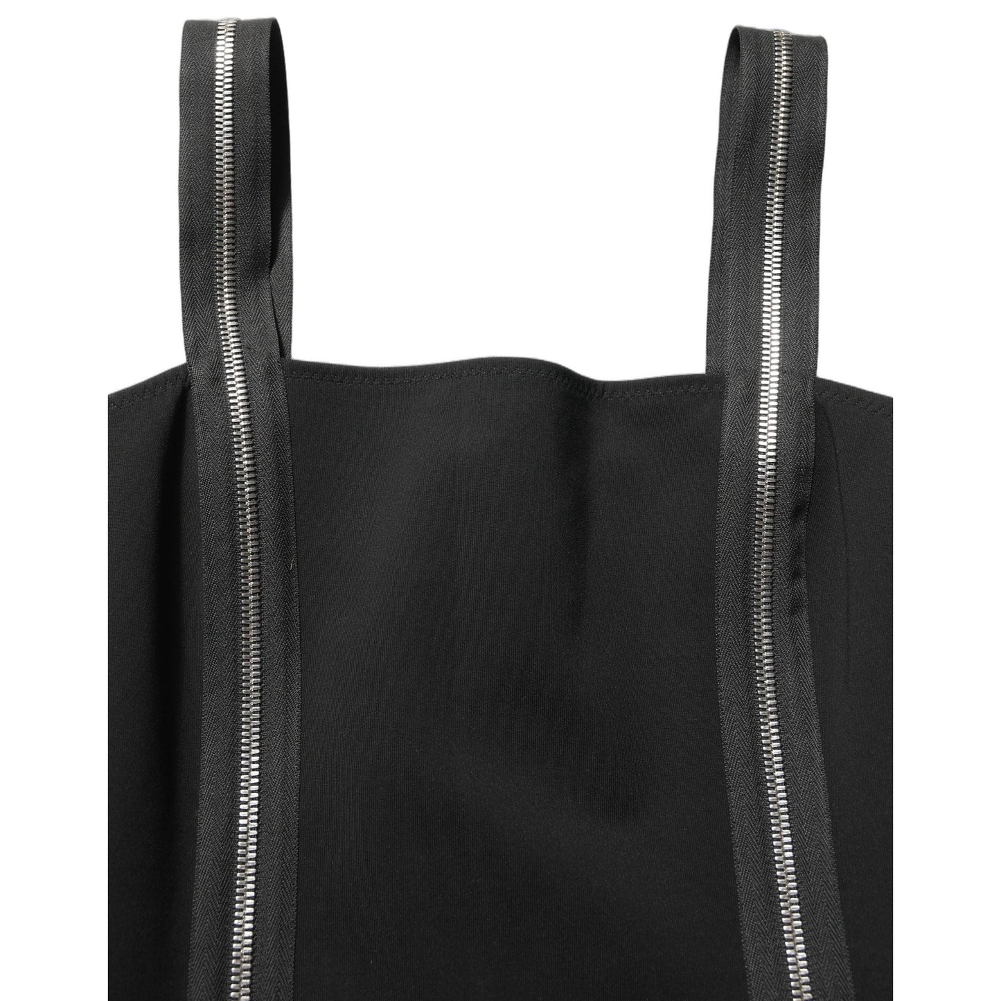 Dolce & Gabbana Black Sleeveless Front Zipper Midi Dress