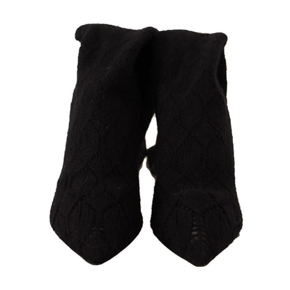 Dolce & Gabbana Black Stretch Socks Knee High Booties Shoes