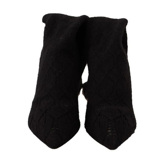 Dolce & Gabbana Black Stretch Socks Knee High Booties Shoes