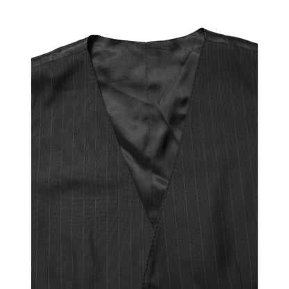 Dolce & Gabbana Black Stripe Single Breasted Waistcoat Vest