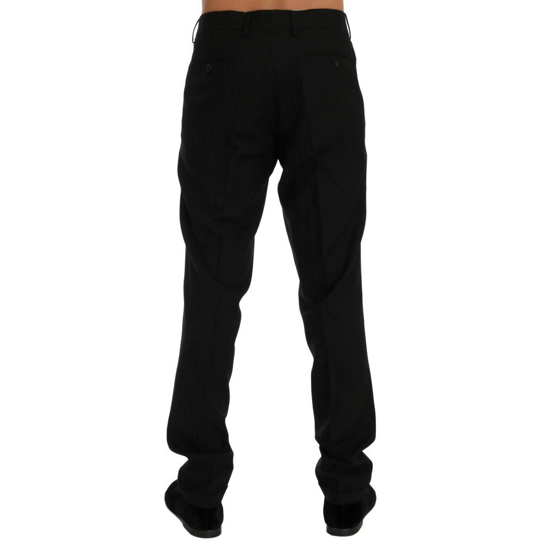 Dolce & Gabbana Black Striped Wool Stretch Pants