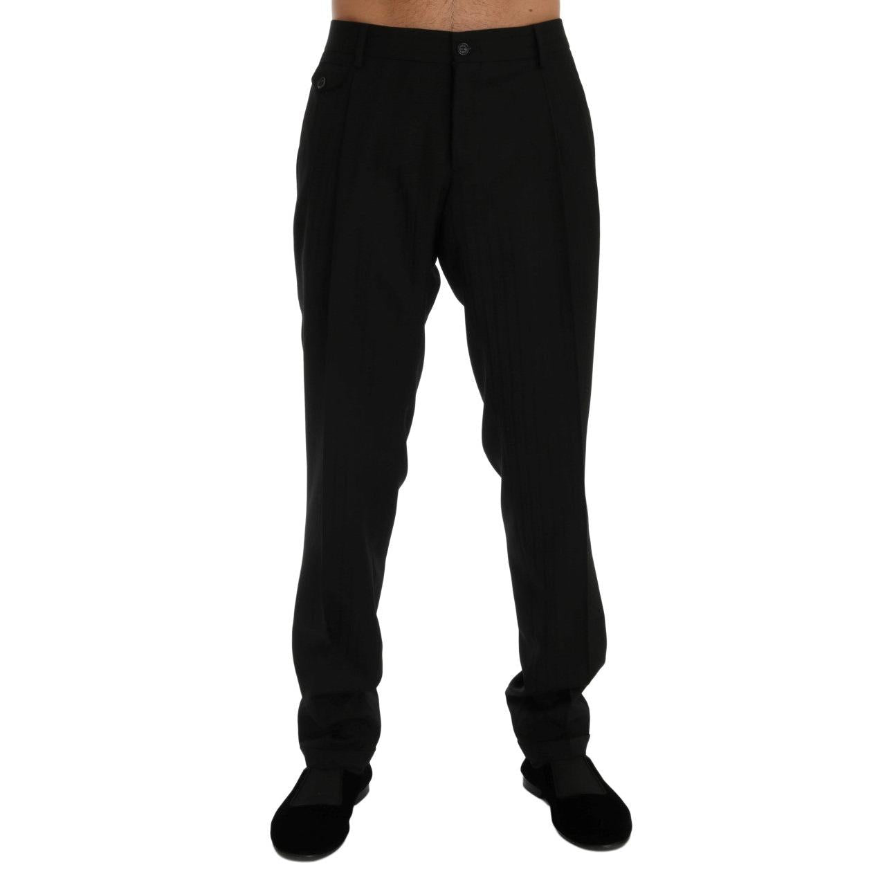 Dolce & Gabbana Black Striped Wool Stretch Pants