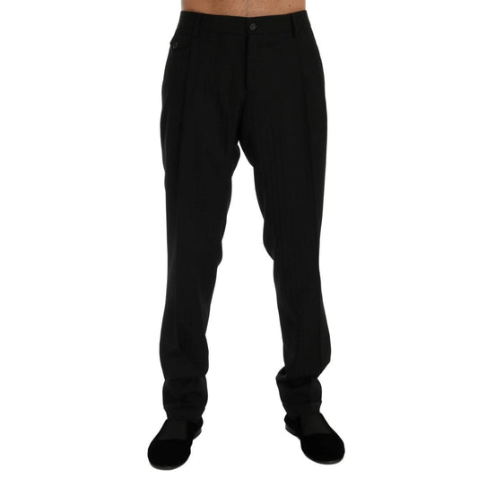Dolce & Gabbana Black Striped Wool Stretch Pants